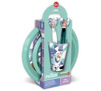 Disney Set Pappa 5 pezzi lilla e azzurro in plastica Frozen Elsa Anna Olaf piatti bicchiere posate