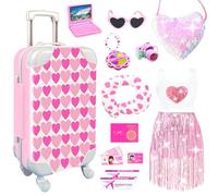 Set di accessori per bambole da 45,7 cm, con vestiti, borsa, cuscino da viaggio, occhiali, computer, giocattolo per trucco finto, roba per bambola da 45,7 cm, regalo di Natale e compleanno