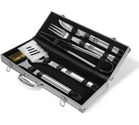Set di accessori per barbecue in valigetta inox - 5 pezzi