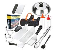 Set di accessori per barbecue per attività all'aperto, set di accessori per barbecue portatili, con custodia, in acciaio inox, 14 pezzi, con spiedini, per carne e giardino, campeggio