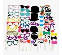 Set di Accessori per Cabine Fotografiche - 58 Pezzi per Feste, Divertenti Baffi e Accessori di Scena