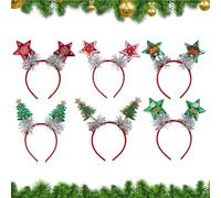 Set di accessori per capelli, 6 fasce per capelli in feltro, decorazioni a tema festivo, perfette per selfie stagionali, bomboniere, disegni assortiti verde e rosso per riunioni di famiglia