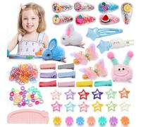 Set di accessori per capelli da bambina, con farfalla e coniglio, con fermaglio per capelli a forma di stella, piccoli fiori e elastici colorati in cotone