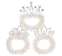 Set di accessori per capelli e fasce per capelli da principessa, 3 pezzi, tra cui corona di strass, corona a stella con strass e corona di perle, perfetto per feste per bambini e styling quotidiano