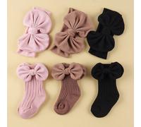 Set di accessori per capelli per bambini, 3 pezzi - cerchietto + calzini, adatto per uso quotidiano, ideale come regalo per San Valentino rosa,nero,marrone chiaroMotivo strutturatoPoliestere