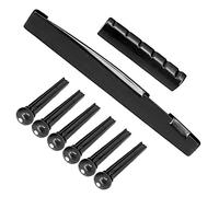 Set di Accessori per Chitarra Folk con Perni del Ponte in Plastica, Capotasti per Chitarra, Plettri in Celluloide e Porta Plettri per Riporli Comodamente Bianco e Nero Quantità 60