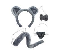 Set di accessori per costume da 2/4/6 pezzi con orecchie da topo, cerchietto, coda, naso, guanti e papillon per bambini, per Halloween, festa a tema, costume animale e cosplay, Taglia unica
