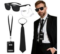Set di accessori per costume da agente, kit per travestimento da agente segreto, set con porta documenti d'identità, cravatte, occhiali da sole, auricolari, ecc. per Aldult per bambini, travestimento