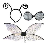 Set di accessori per costume da mosca, ali di insetti, antenna farfalla e occhiali, accessori per costume libellula, antenna per Halloween, fascia per donna, costume cosplay per feste di Halloween