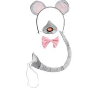 Set di accessori per costume da topo unisex Bristol Novelty con suono BN2044 (taglia unica) (Grigio/Rosa)