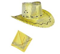 Set di accessori per costume scintillante in stile occidentale con paillettes glitterate, cappello e bandana per cosplay e fotografia