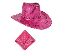 Set di accessori per costume scintillante in stile occidentale con paillettes glitterate, cappello e bandana per cosplay e fotografia