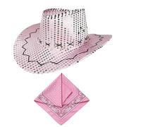 Set di accessori per costume scintillante in stile occidentale con paillettes glitterate, cappello e bandana per cosplay e fotografia