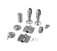 Set di accessori per divisorio da bagno in acciaio inossidabile con serratura della porta, cerniera girevole, maniglia girevole a 180°, piedini di supporto, ganci e staffe angolari per installazione