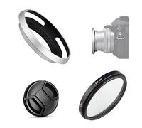 Set di accessori per fotocamera Fujifilm X-T200 X-T100 con obiettivo Fujifilm XC 15-45mm f/3.5-5.6 OIS PZ compreso paraluce in metallo argento, filtro UV, copriobiettivo