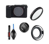 Set di accessori per fotocamera Sony Alpha 7c A7c con obiettivo Sony FE 28-60mm f/4-5.6 incluso custodia per fotocamera in silicone nero, filtro UV, paraluce obiettivo, tappo per obiettivo