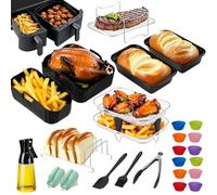 Set di accessori per friggitrice ad aria calda Philips Airfryer Dual Basket 3000 serie 6L+3L, 24 pezzi Airfryer set di accessori per Airfryer - griglia a doppio piano, supporto per tostapane
