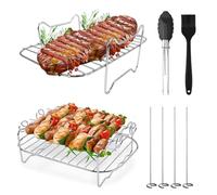 Set di accessori per friggitrice ad aria, composto da 2 pezzi, forchetta da forno (con 4 strisce) e spazzola da cucina, per tutte le marche di friggitrici