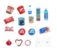 Set di accessori per gnomi, accessori in miniatura per cibo e bevande, 1:12, accessori per modellismo per il mondo dei gnomi, 14 pezzi, con carta decorativa, ciondolo fai da te con custodia per