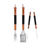 SET DI ACCESSORI PER GRIGLIA, 3 PEZZI CON MANICO IN LEGNO - W-99845