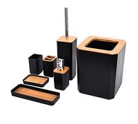 Set di accessori per il bagno 7 pezzi di bambù Set di bidoni della spazzatura del bagno della lozione Dispenser di sapone scatola del portaspazzolino Kit vassoio per casa