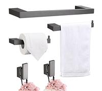 Set di accessori per il bagno da 5 pezzi Kit di accessori per il bagno Ganci da parete per portasciugamani Porta carta igienica Spazio alluminio Ganci per montaggio a parete e asciugamani, Grigio
