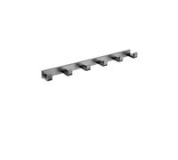 Set di accessori per il bagno grigio con porta asciugamani a parete, anello portacarta, spazzola, 6 ganci, doppio porta asciugamani e appendiabiti.