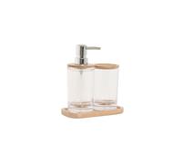 Set di accessori per il bagno - Home ESPRIT - 3 pezzi - Multicolore - 9x16x18 cm - Trasparente - Naturale