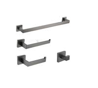 Set di accessori per il bagno in acciaio inossidabile con canna di fucile in metallo spazzolato grigio porta asciugamani porta rotolo e gancio per accappatoio40 cm portasciugamani Hardware durevole