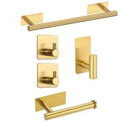 Set di accessori per il bagno in acciaio inossidabile da 5 pezzi - include barra portasalviette, portarotolo e gancio accappatoio - senza foratura, facile installazione - ottimo per la decorazione e l