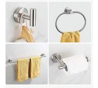 Set di accessori per il bagno in acciaio inossidabile, inclusi asta portasciugamani, portarotolo, ganci a parete, ganci per accappatoio, ganci per cappotti, per set di accessori per il bagno, articoli