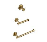 Set di accessori per il bagno Kit in ottone zigrinato oro spazzolato Anello porta asciugamani Gancio per accappatoio Porta carta Porta asciugamani Scopino per WC, H, PH, TR