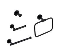Set di accessori per il bagno nero opaco con portasciugamani Gancio per accappatoio Gancio per ferramenta zigrinata in ottone per asciugamani Porta fazzoletti di carta Aggiornamento elegante