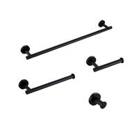 Set di accessori per il bagno nero opaco moderno Portasciugamani Accappatoio Gancio Mensola Design zigrinato in ottone Ideale per asciugamani Fazzoletti di carta Kit completo di hardware per