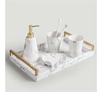 Set di accessori per il bagno, Tazza for collutorio con motivo marmorizzato, tazza for spazzolatura, set di accessori for il bagno, da cinque pezzi