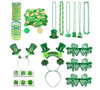 Set di accessori per il corpo, braccialetto, collana, fascia, occhiali, moneta, giorno di Patrizio