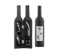 Set di accessori per il vino Innovagoods da 5 pezzi - Custodia a forma di bottiglia - Ideale come regalo - Compatto e pratico - Chiusura magnetica - Uso decorativo - 7x33 cm - Nero