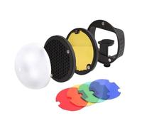 Set di accessori per illuminazione lampeggiante con cupola del diffusore a griglia e gel colorati per foto Mount Adapter
