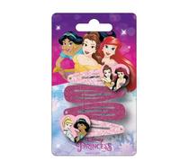 Set di accessori per la Sirenetta, Bella e Jasmine, 4 forcine per capelli, multicolore, multicomposizione, spilla con il volto delle principesse - Prodotto originale progettato in Spagna