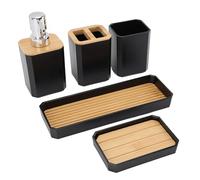 Set di Accessori per Lavandino per Bagno, Set di Accessori per Bagno Elegante con 2 Bottiglie di Lozione, 2 Piatti di Sapone, 2 Vassoio, 1 Tazza di Collutorio, 1 Tazza di (BLACK)