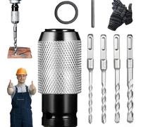 Set di accessori per martello rotante con 4 punte e adattatore sicuro per un collegamento affidabile agli utensili elettrici durante la foratura intensiva