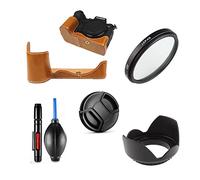 Set di accessori per Panasonic Lumix S5 con LUMIX S 20-60mm f/3.5-5.6 L-Mount Lens include marrone custodia in pelle PU, filtro UV, paraluce obiettivo, penna di pulizia, pompa per soffiatore d'aria