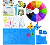 Set di accessori per penna 3D, filamento 3D, PLA 10, colore 1,75 mm ogni 5 m, pennino 3D, cuscinetto in silicone grande 41,2 x 20,3 cm, con 2 protezioni per le dita e forbici, accessori 3D per bambini