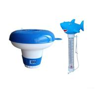 Set di accessori per piscina con termometro galleggiante e boa dosatrice per squalo, progettato per gestire la salute dell'acqua della piscina
