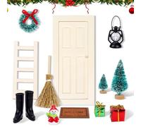 Set di Accessori per Porta Gnomo Natalizio, 12 Pezzi Porta Dell Elfo di Natale Accessori Natale in Miniatura Casa Delle Bambole Porta Elfo Natale Kit per DIY Decorazioni
