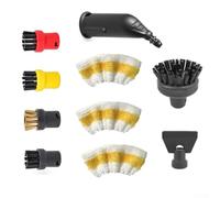 Set di accessori per pulitore a vapore Karcher serie SC15, include spazzole grandi e compatte, ugello di estensione e spazzola multiuso per attività di pulizia profonda (tuta a vapore L)