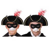 Set di accessori per roditori da autostrada, cappello da tricorno nero con piume rosse, maschera nera, naso di topo, per ragazzi e ragazze, per la TV, film, scuola, libro, settimana, giornata mondiale