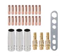 Set di accessori per saldatura con 27 pezzi per MIG e per MAG, con ugelli conici a gas e 0 punte di contatto da 8 mm, per saldatori