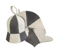 Set di accessori per sauna con tappetino in feltro termoisolante, cappello da sauna, guanti da bagno assorbente e isolante, con guanti e tappetino, per donne e uomini