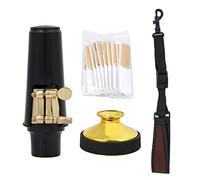 Set di accessori per saxofono contralto 4 in 1: ancia, bocchino, tappo, silenziatore e tracolla per il collo, con cappuccio in ABS e custodia in metallo antiruggine, ideale per